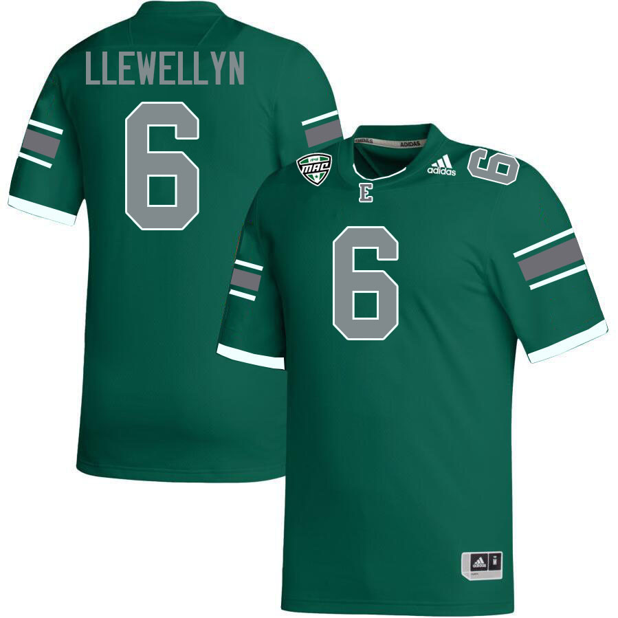 Eastern Michigan Eagles #6 Bryce Llewellyn College Football Jerseys Stitched-Green